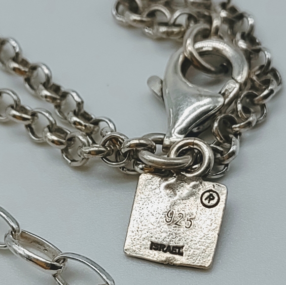 Vintage Silpada Modernist Multi Strand Hammered Link Necklace - Picture 10 of 11